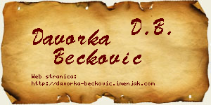 Davorka Bećković vizit kartica